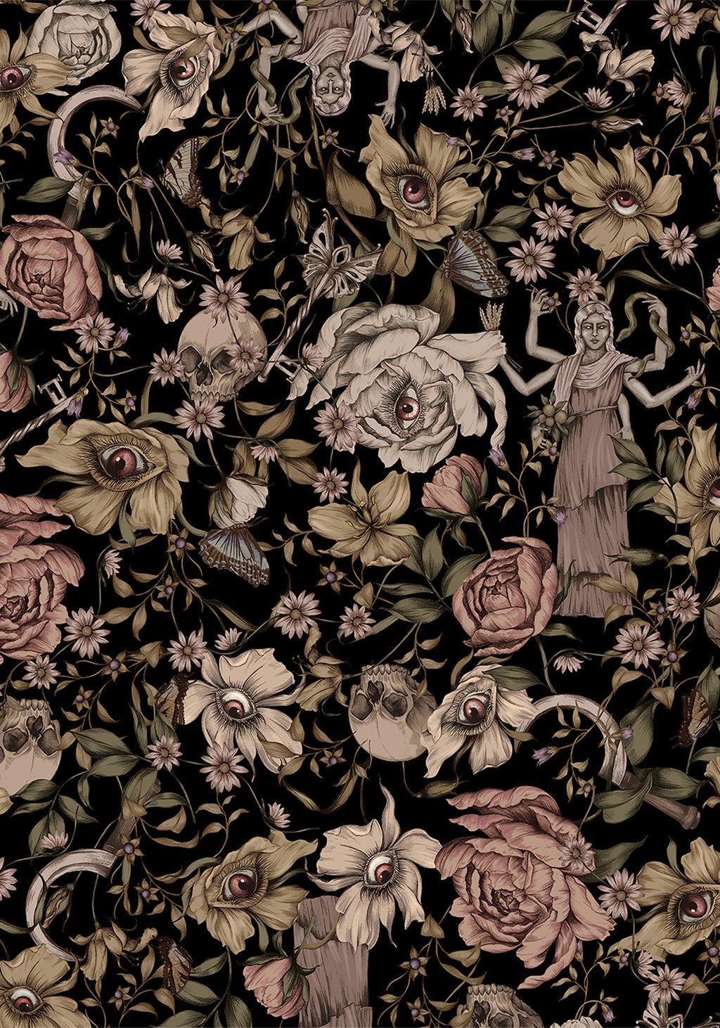 Triple Goddess Print Milkmaid Midi Dress Product Image