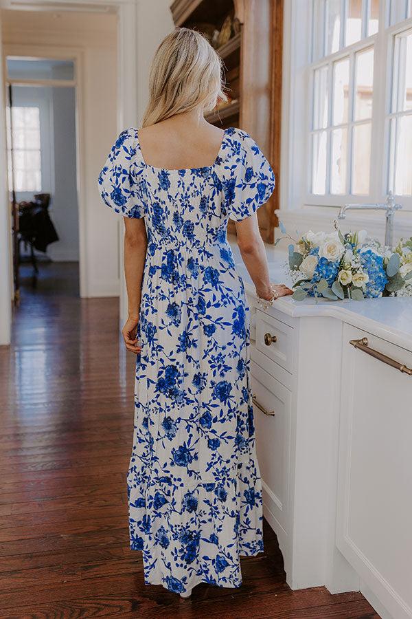 Sweet Surprise Floral Maxi Dress in Royal Blue Product Image
