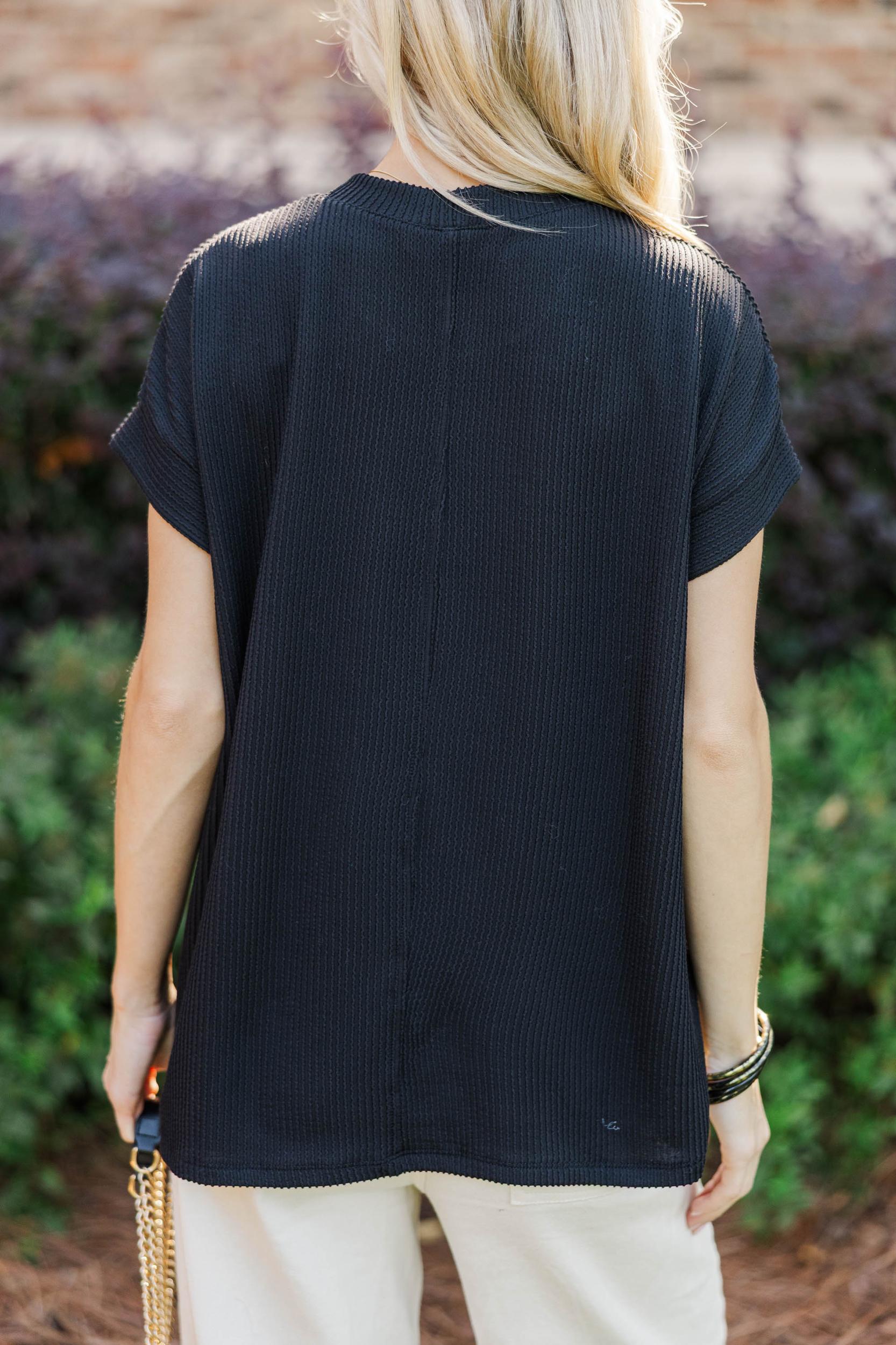 Catch On Black Ribbed Top Female Product Image