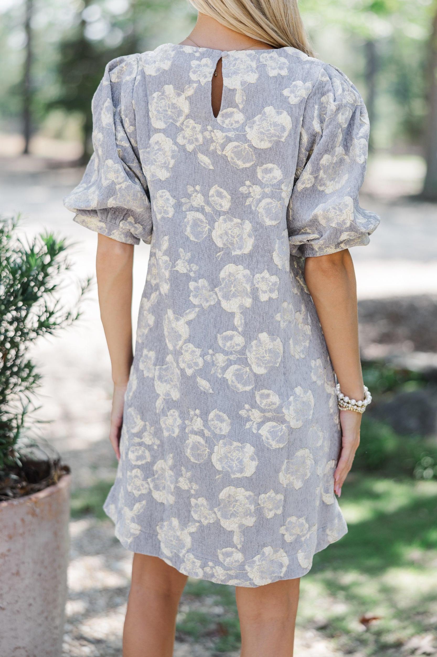 Know What You Want Gray Floral Dress Female Product Image