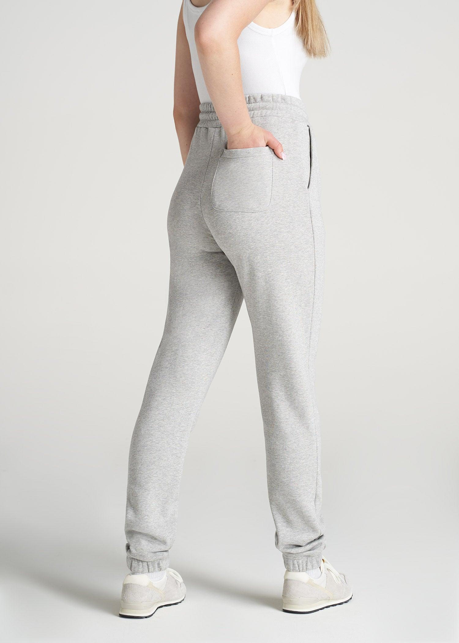 Wearever Fleece Slim Fit High-Waisted Women's Garment Dye Sweatpants for Tall Women in Grey Mix Female Product Image
