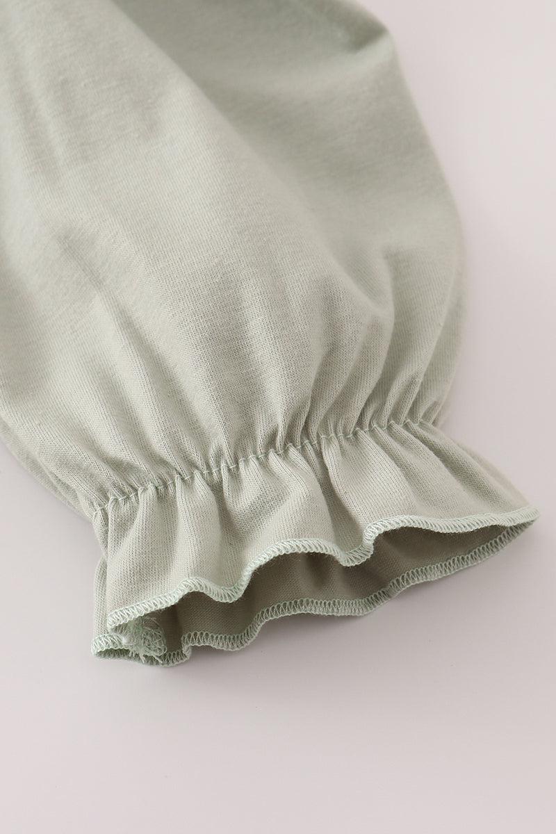 Blue dog deer embroidery ruffle pants set Product Image