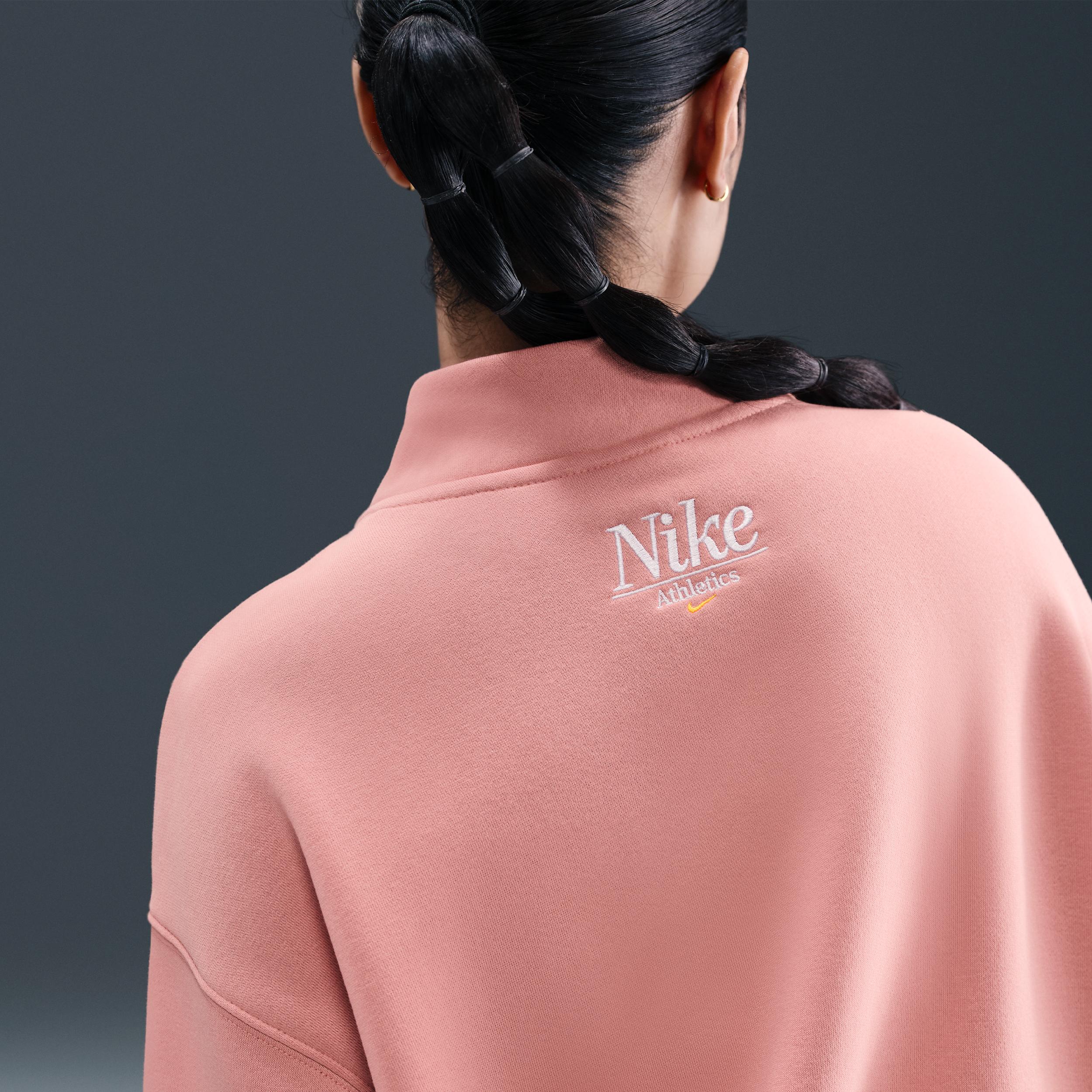 Womens Nike Sportswear Phoenix Fleece Oversized 1/4-Zip Long Sweatshirt | IH7804-618 Product Image