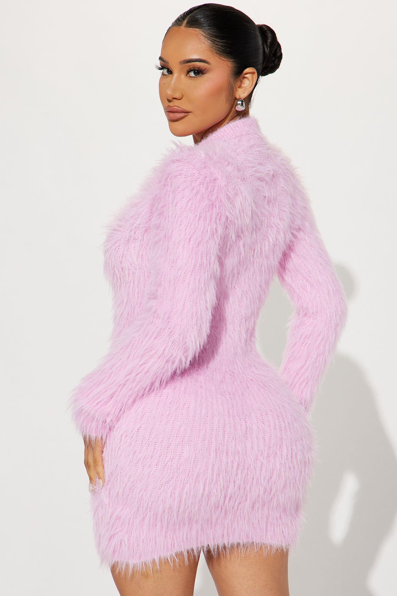 Liliana Fuzzy Sweater Mini Dress - Pink Product Image