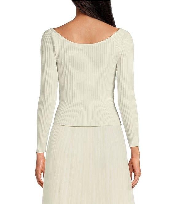 Lucy Paris Boatneck Long Sleeve Over the Shoulder Sweater Product Image