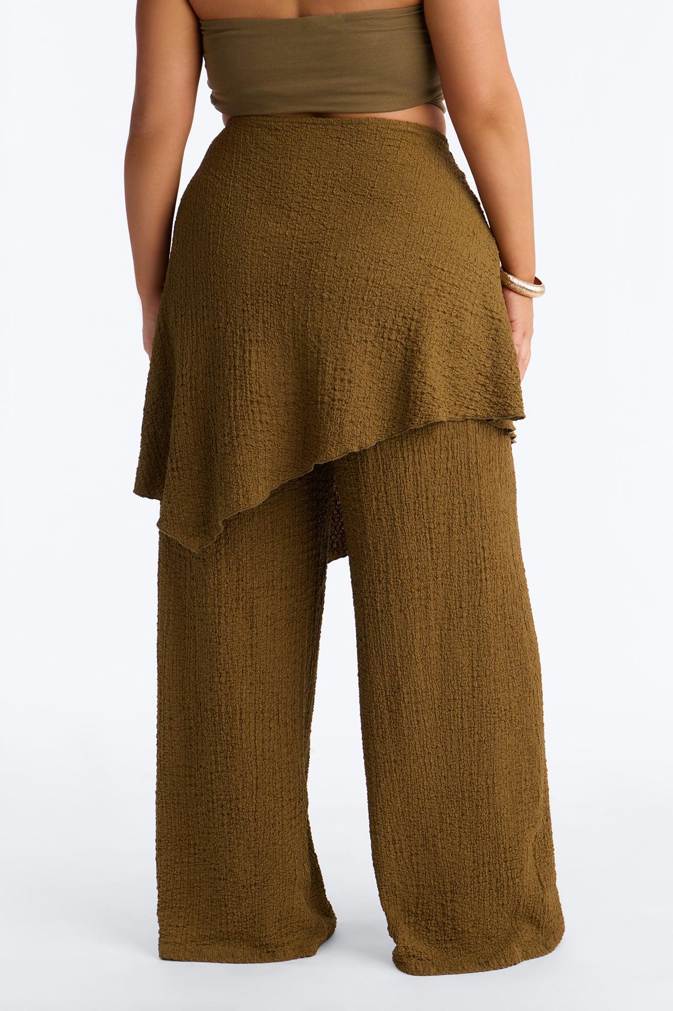 Wrap It Up Skirt Wide Leg Pant 33″ - Olive Female Product Image