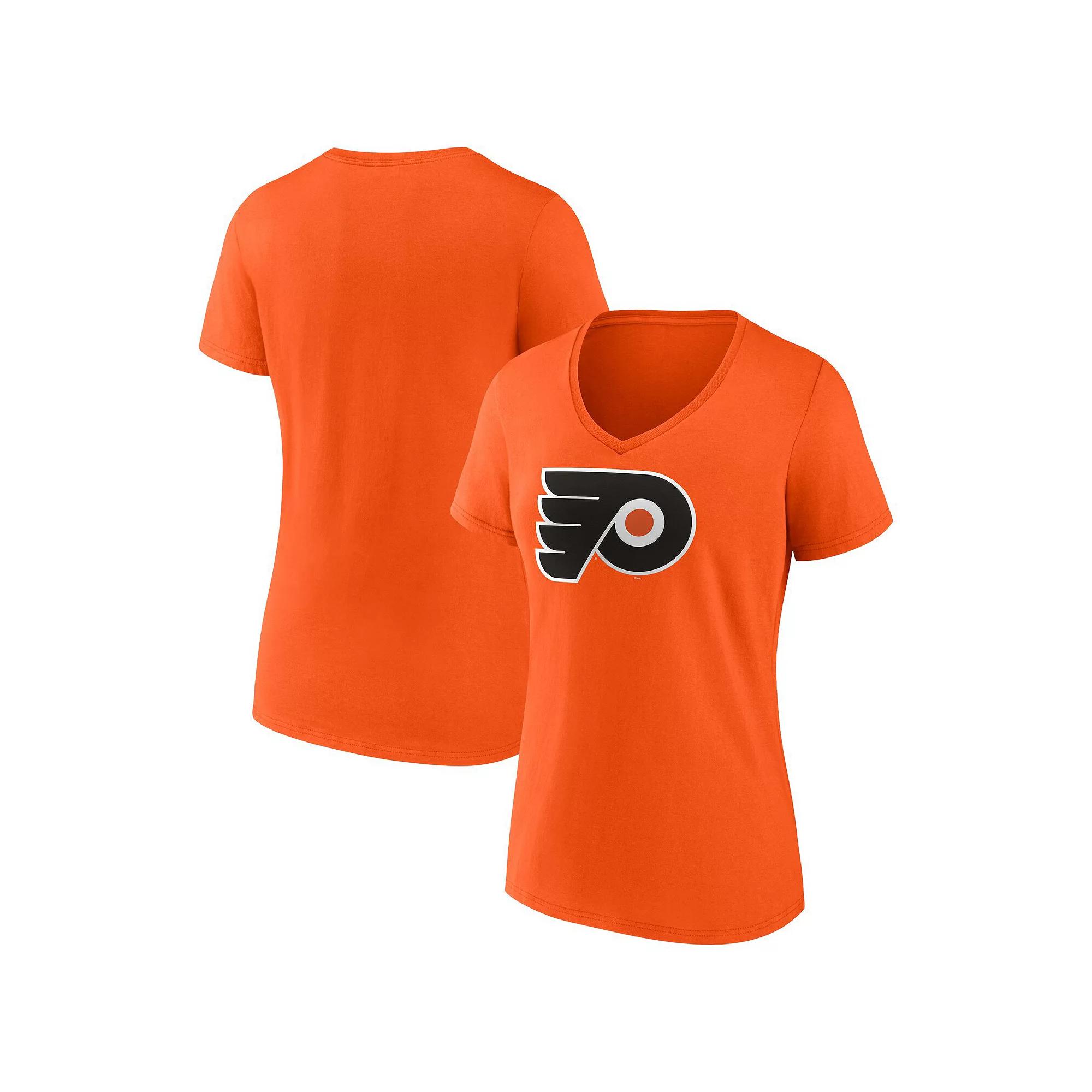 Women's Fanatics Orange Philadelphia Flyers Primary Logo Team V-Neck T-Shirt,  Product Image