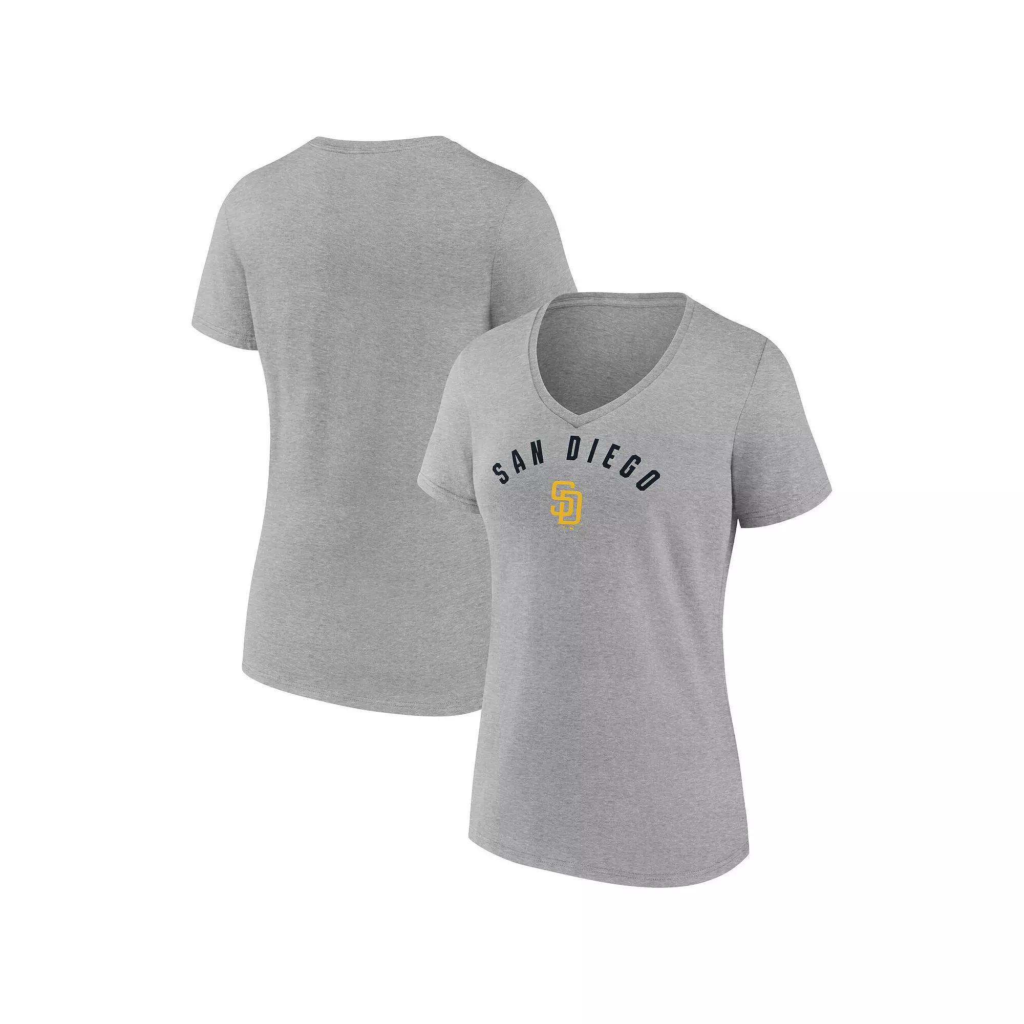 Women's Fanatics Gray San Diego Padres V-Neck T-Shirt,  Product Image