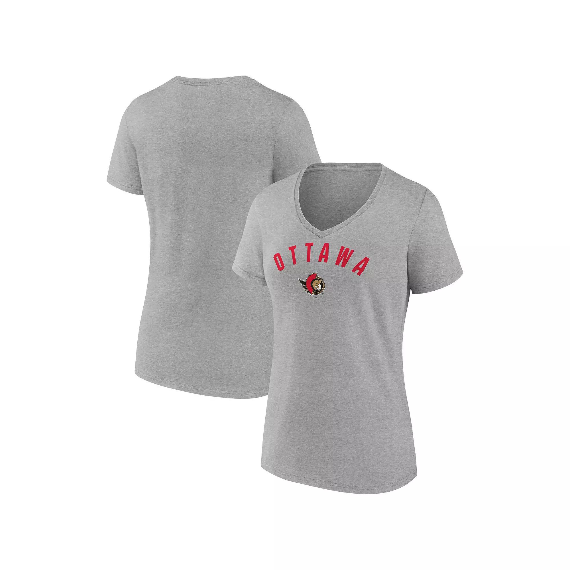 Women's Fanatics Gray Washington Capitals V-Neck T-Shirt, Size: Medium, Grey Product Image