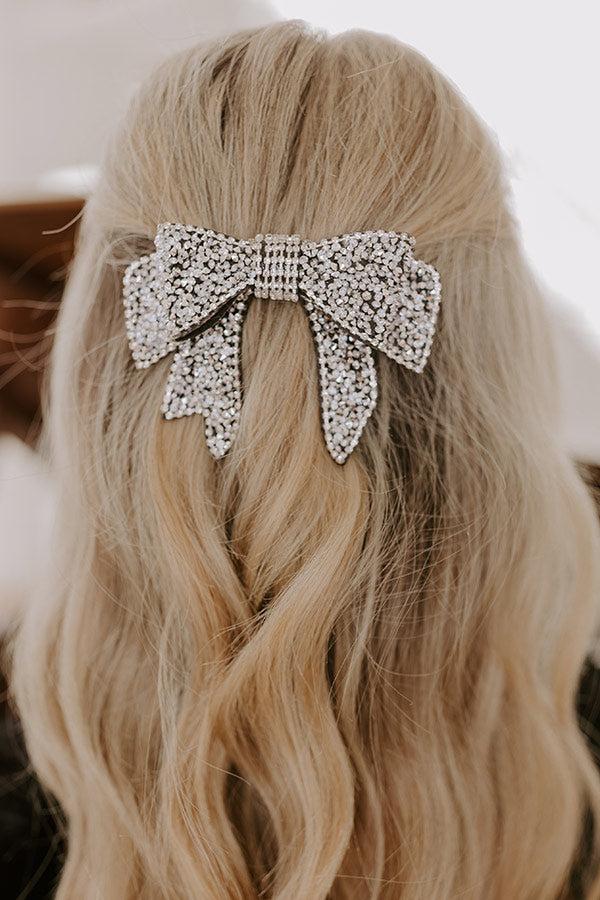 Shine On Rhinestone Embellished Bow Hair Clip Product Image