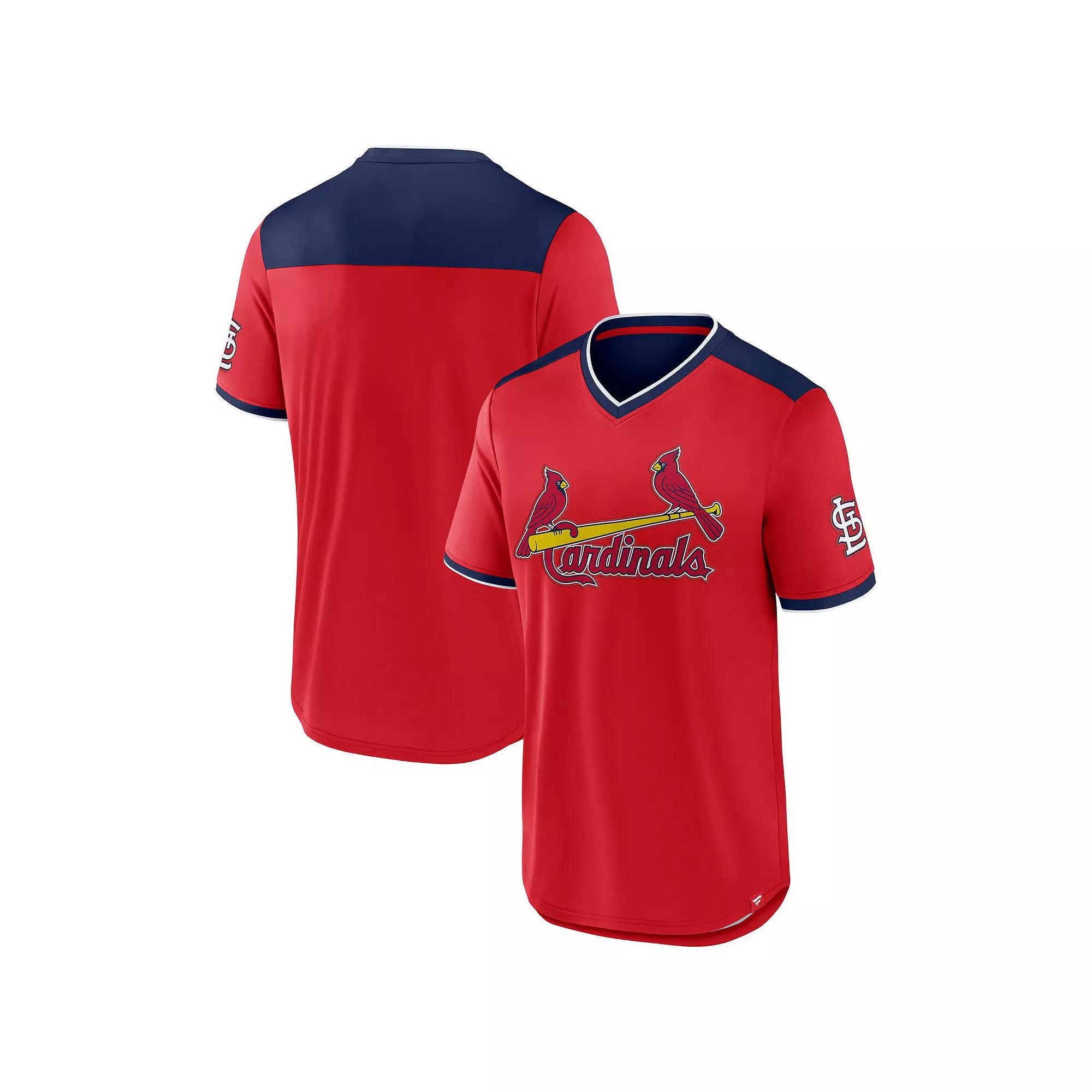 Men's Fanatics Red/Navy St. Louis Cardinals Walk-Off V-Neck T-Shirt,  Product Image
