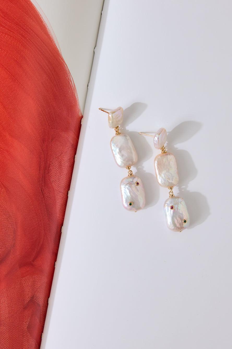 18k Gold Plated Daria Freshwater Pearl Earrings Gold Product Image