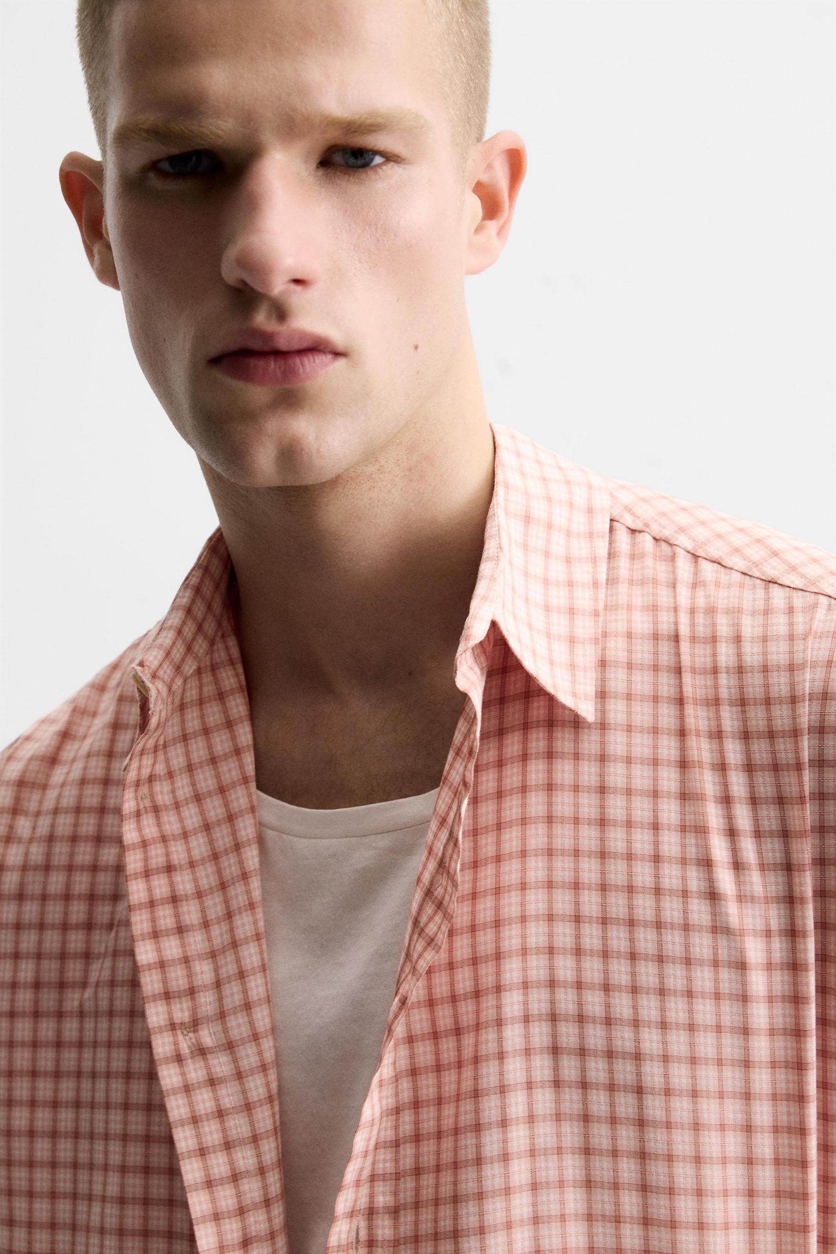 CHECKED COTTON-VISCOSE SHIRT Product Image