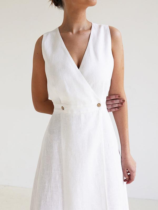 Loose Sleeveless Split-Joint V-Neck Maxi Dresses Product Image