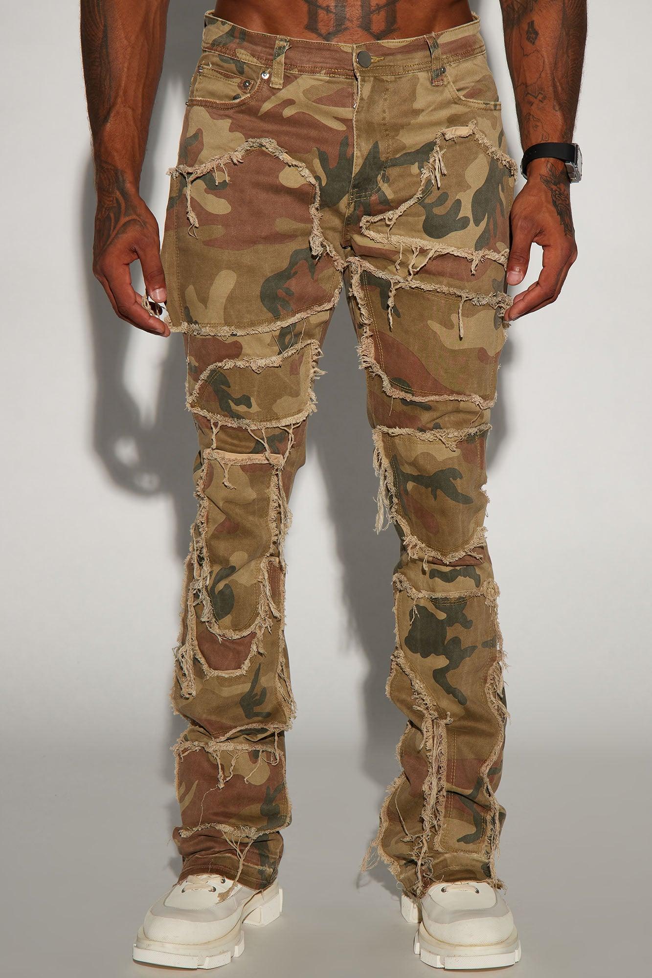 Patch It Up Stacked Skinny Flare Pants - Brown/combo Product Image