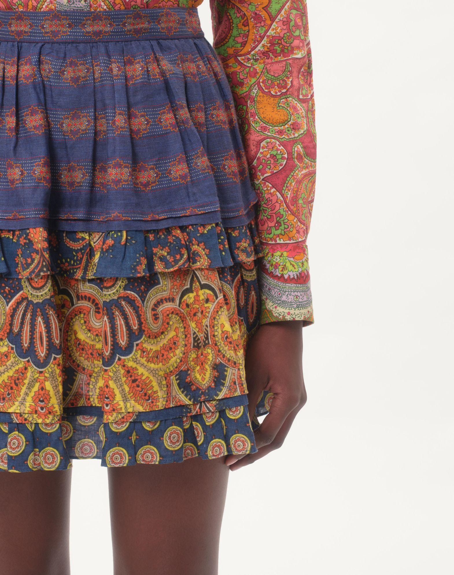 Skirt In Lino Paisley Medaglioni Voyage Imaginaire  Product Image