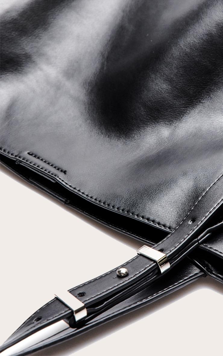 Black PU Adjustable Strap Tote Bag Product Image