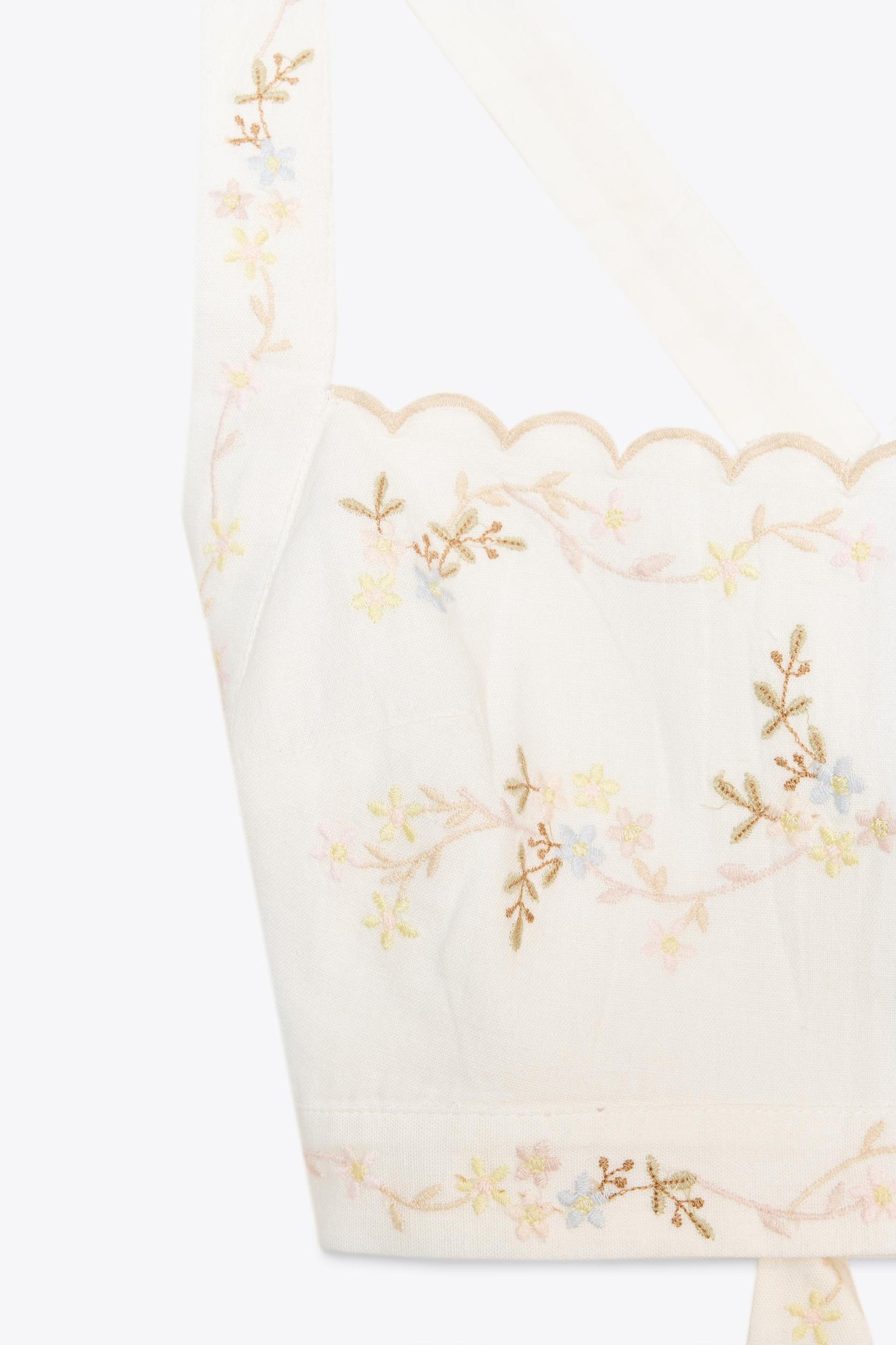 EMBROIDERED FLOWER CROP TOP Product Image