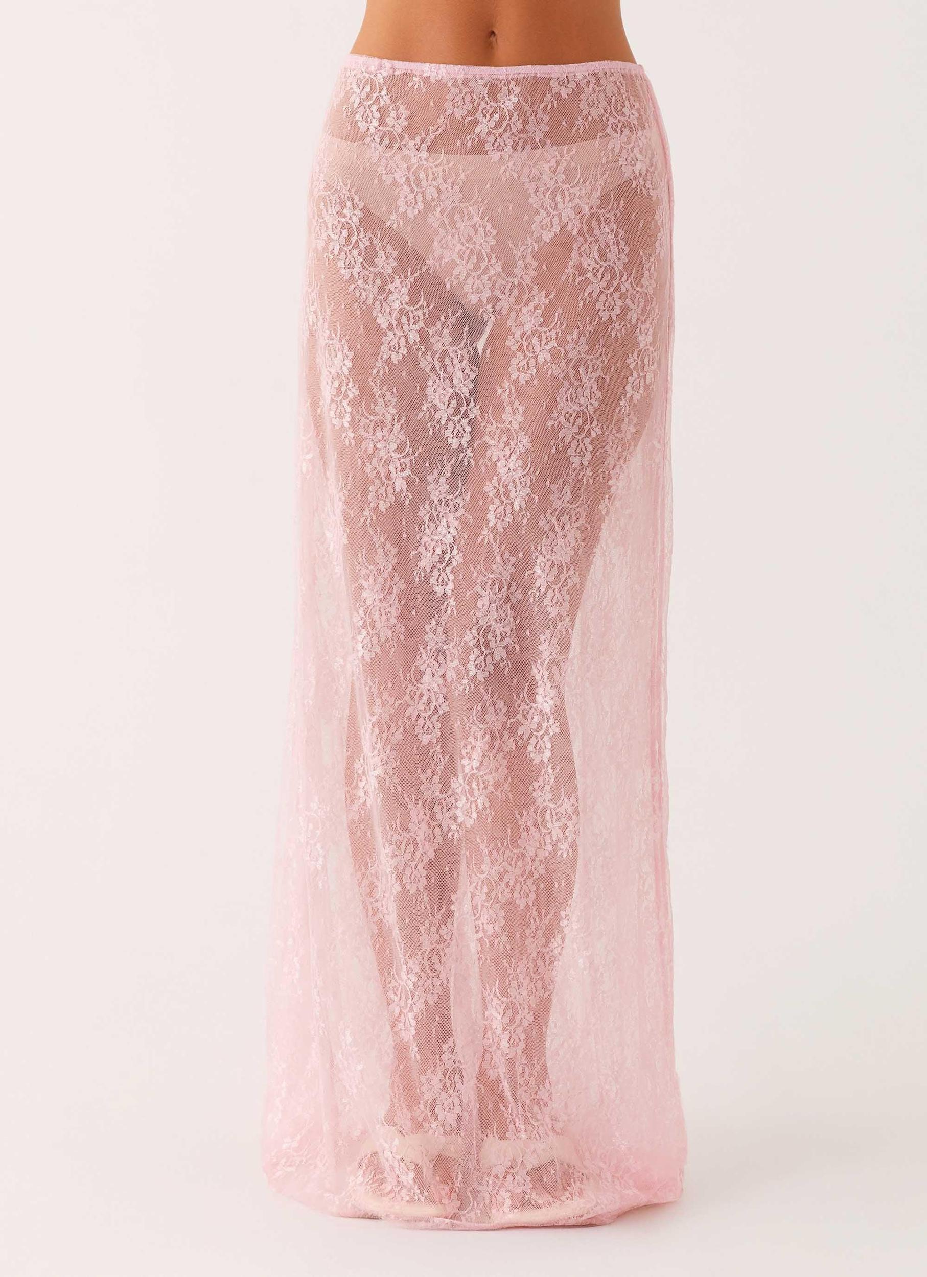 Caden Lace Maxi Skirt - Pink Product Image