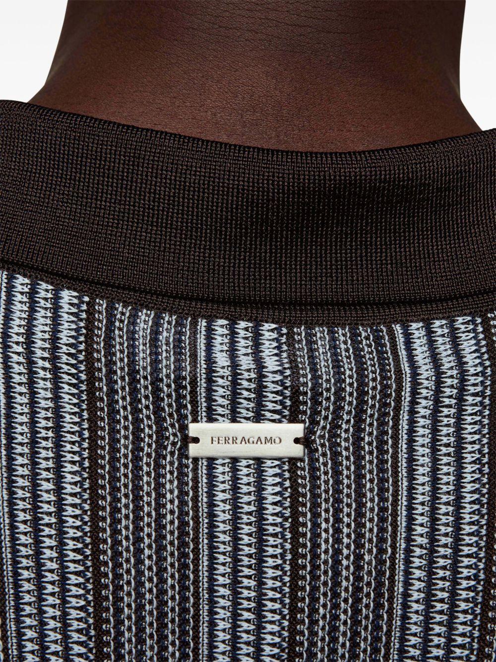 striped intarsia-knit polo shirt Product Image