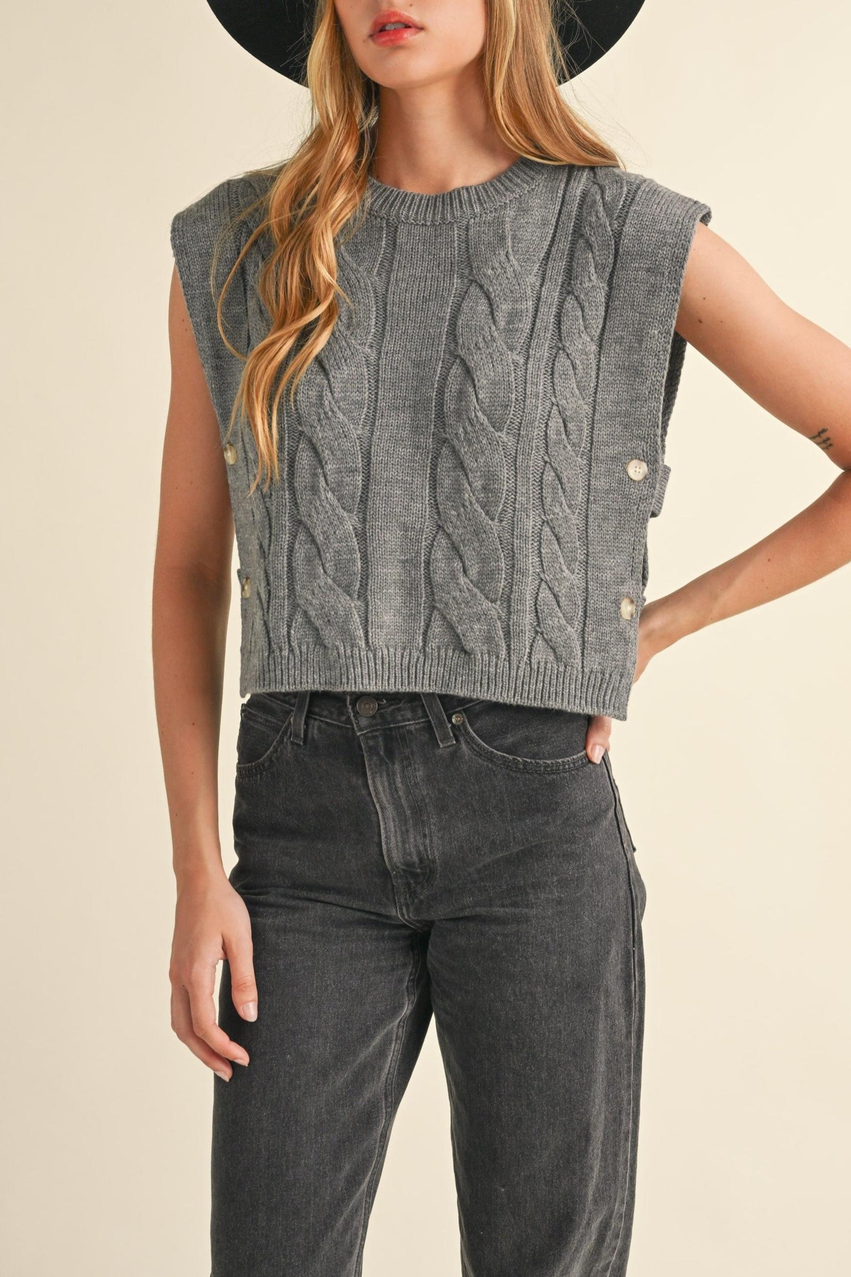 Cable Knit Open Side Vest Product Image