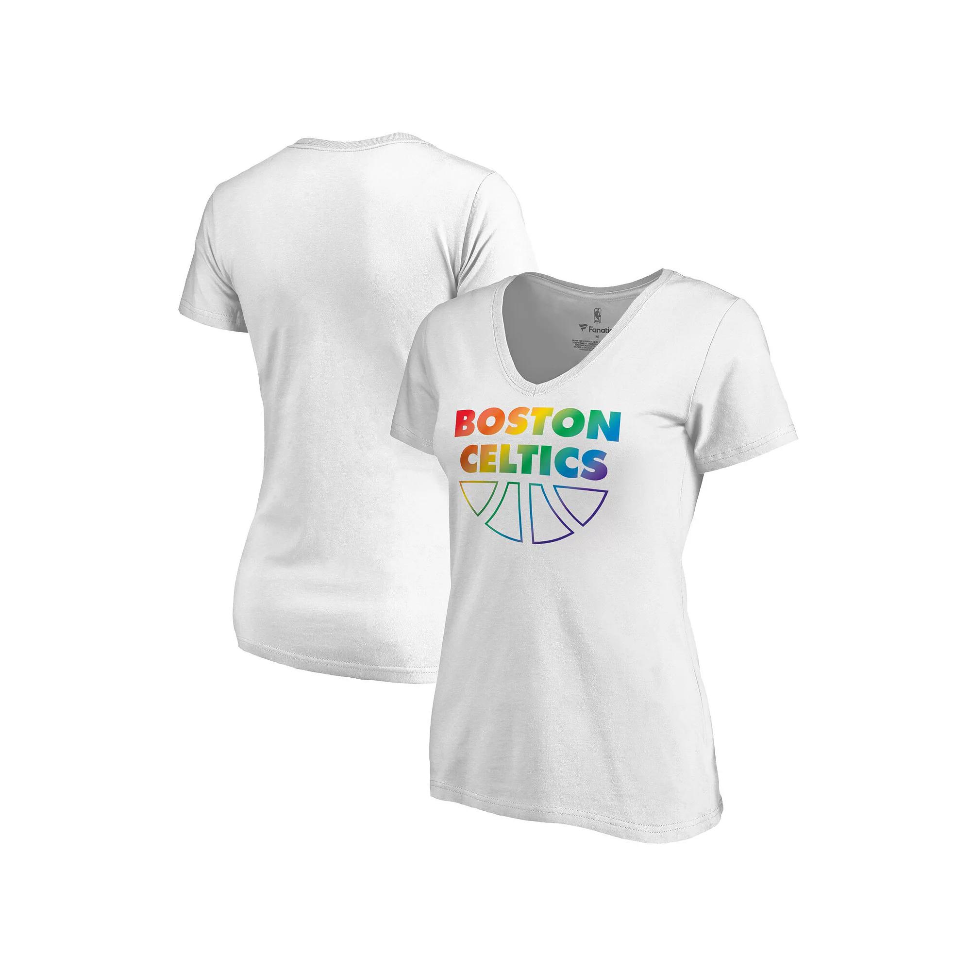 Women's Fanatics White Boston Celtics Team Pride Wordmark V-Neck T-Shirt, Size: 2XL Product Image