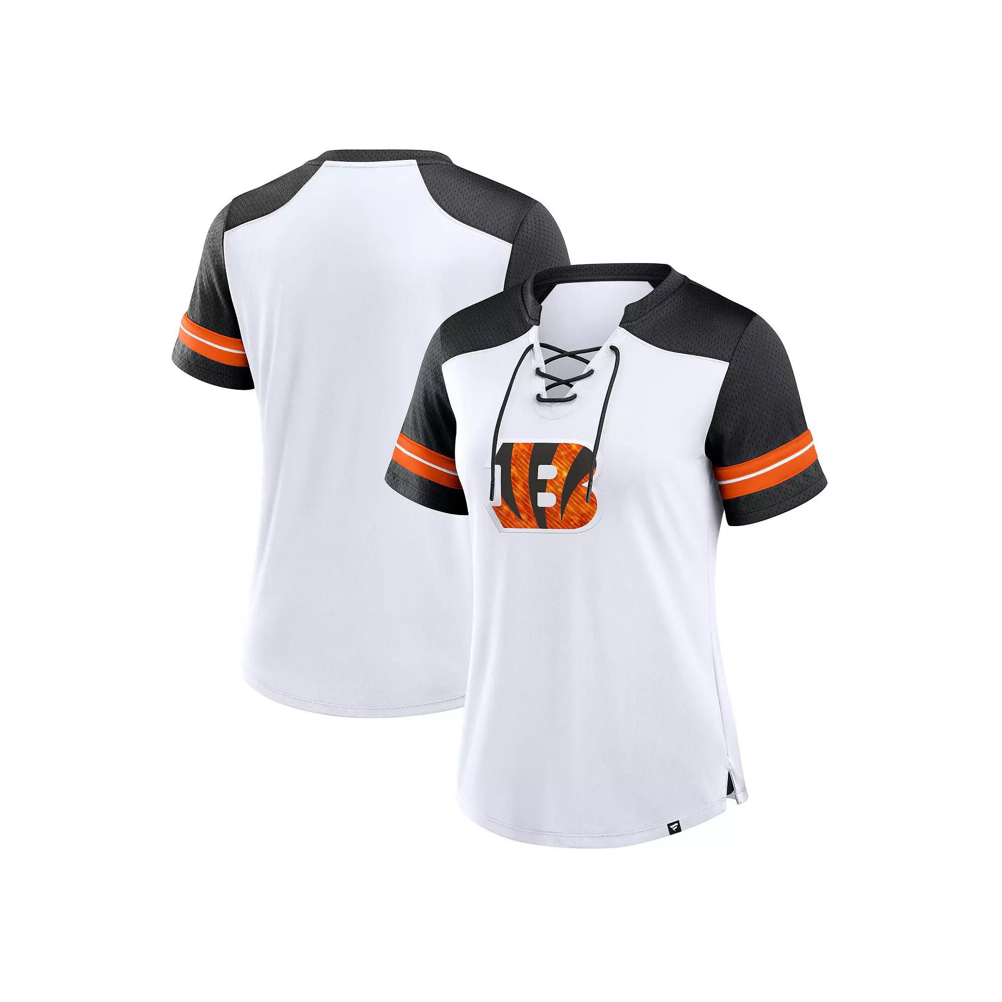 Women's Fanatics White/Red Kansas City Chiefs Foiled Primary Lace-Up T-Shirt, Size: XS Product Image