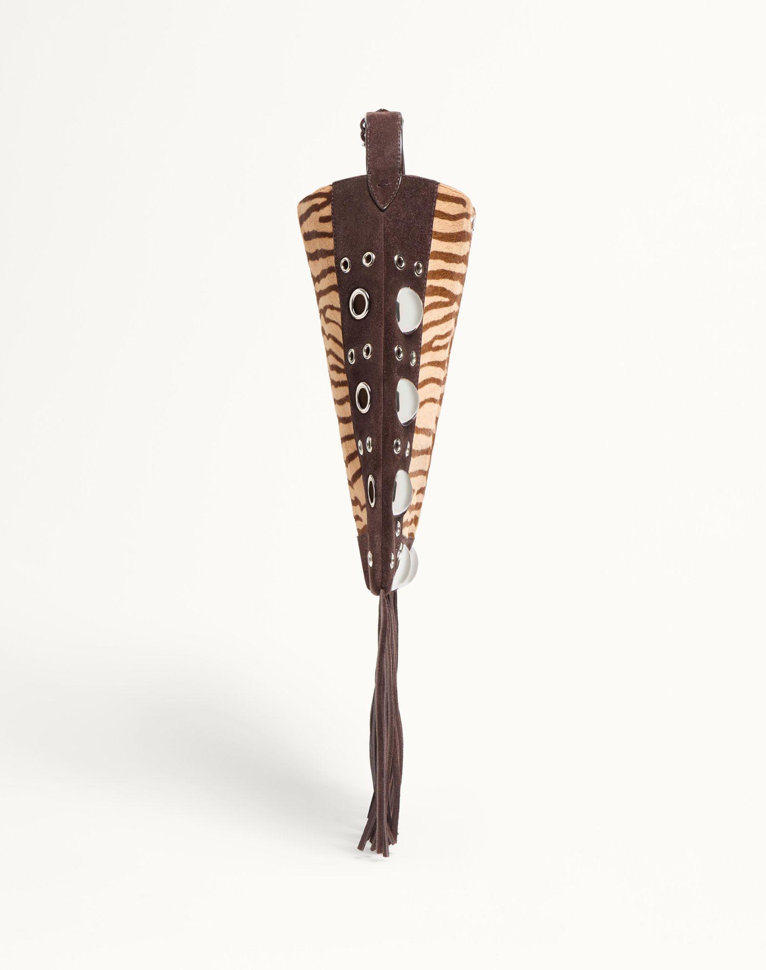 Valentino Garavani Nellcôte Shoulder Bag In Animalier Pony-Effect Calfskin With Fringes Product Image