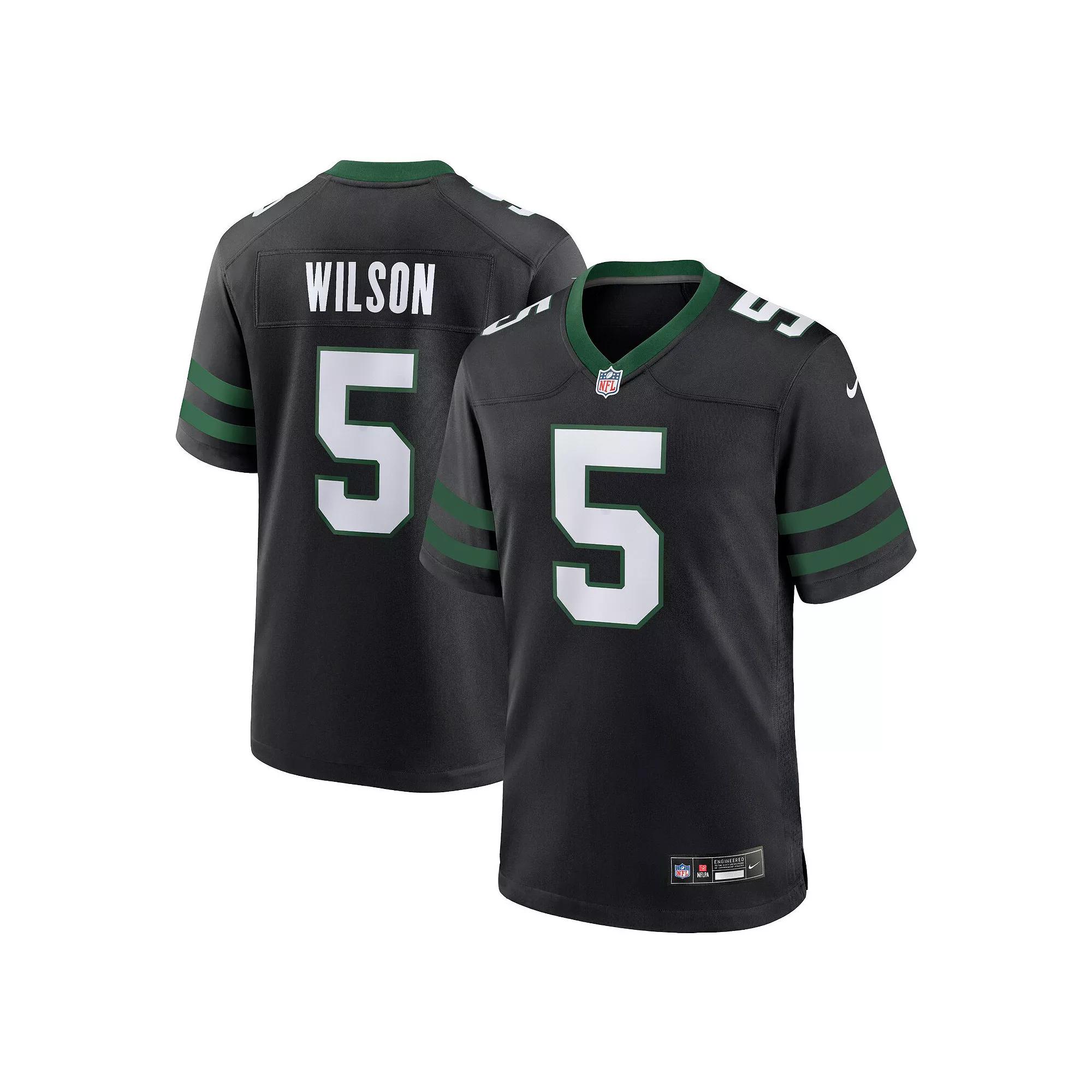 Men's Nike Garrett Wilson Legacy Black New York Jets Alternate Game Jersey, Size: Large Product Image