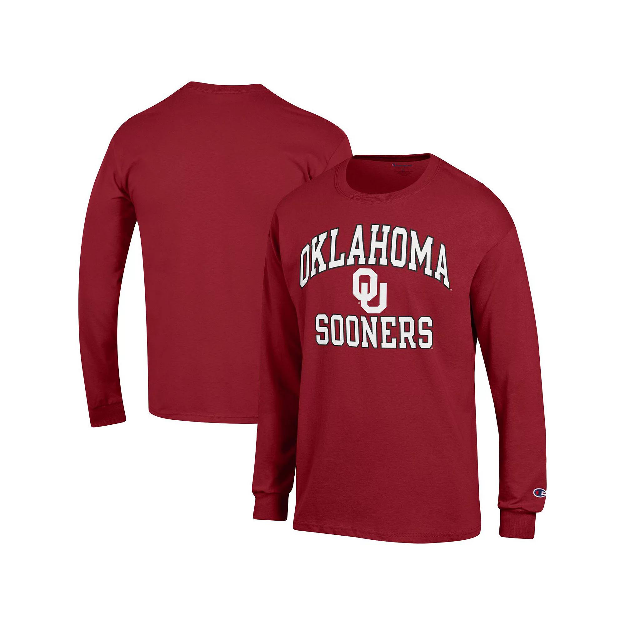 Men's Champion Crimson Oklahoma Sooners High Motor Long Sleeve T-Shirt,  Product Image
