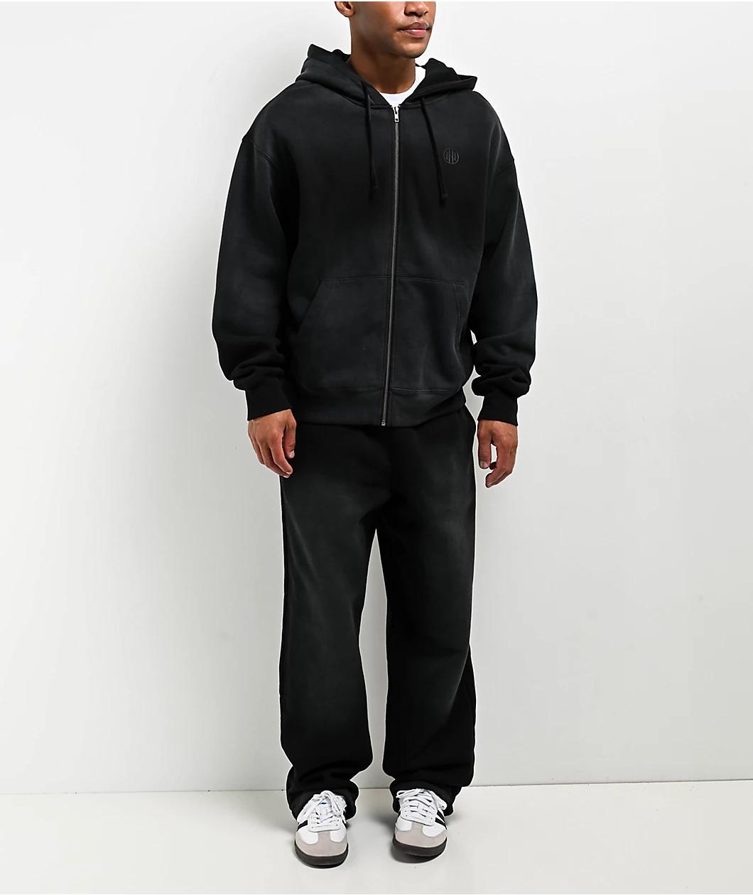 Ninth Hall Fundamentals Sunbleached Black Wash Loose Sweatpants Product Image