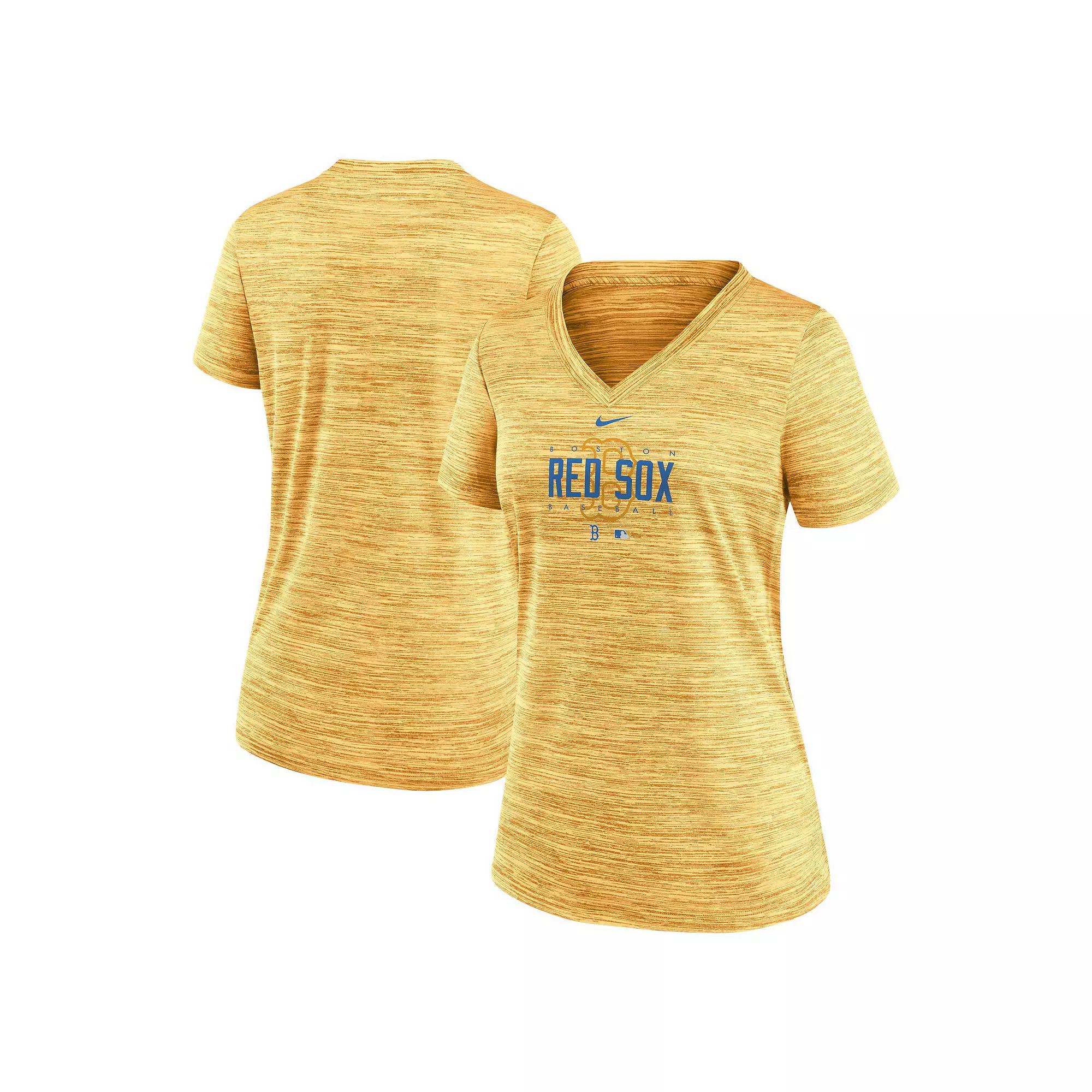 Women's Nike  Gold Boston Red Sox City Connect Velocity Practice Performance V-Neck T-Shirt, Size: XS Product Image