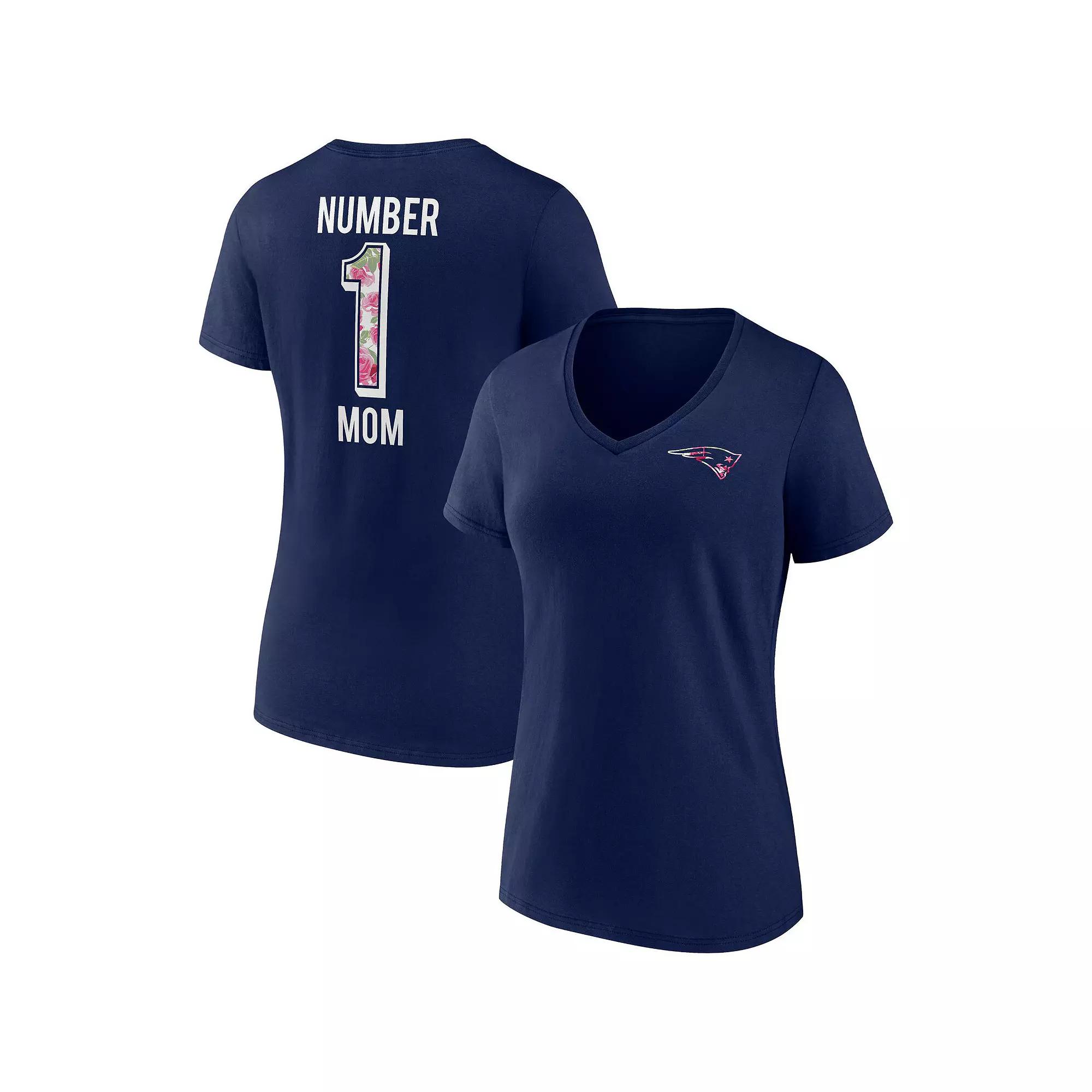 Women's Fanatics Branded Navy New England Patriots Team Mother's Day V-Neck T-Shirt,  Product Image