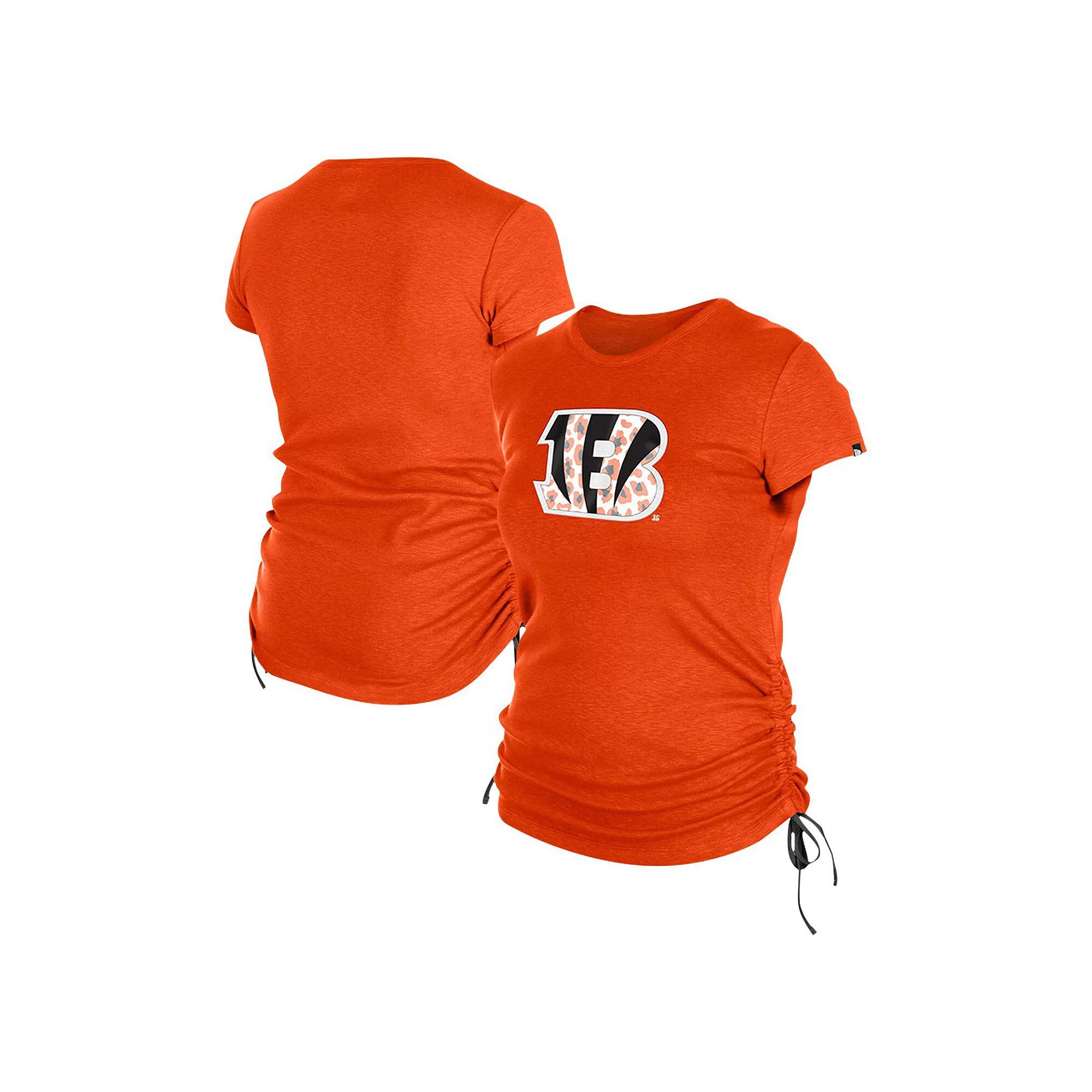 Women's New Era Orange Cincinnati Bengals Ruched Side T-Shirt, Size: XS Product Image