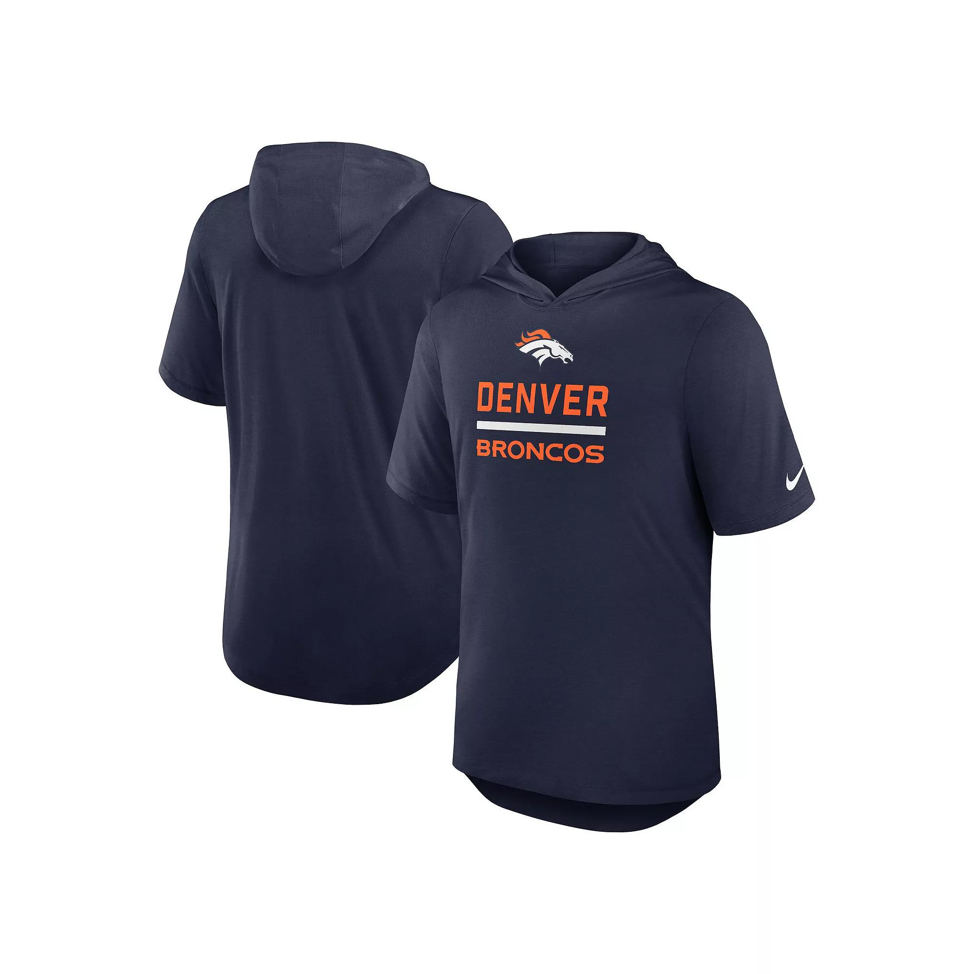 Men's Nike Navy Denver Broncos Lockup Tri-Blend Hoodie T-Shirt,  Product Image