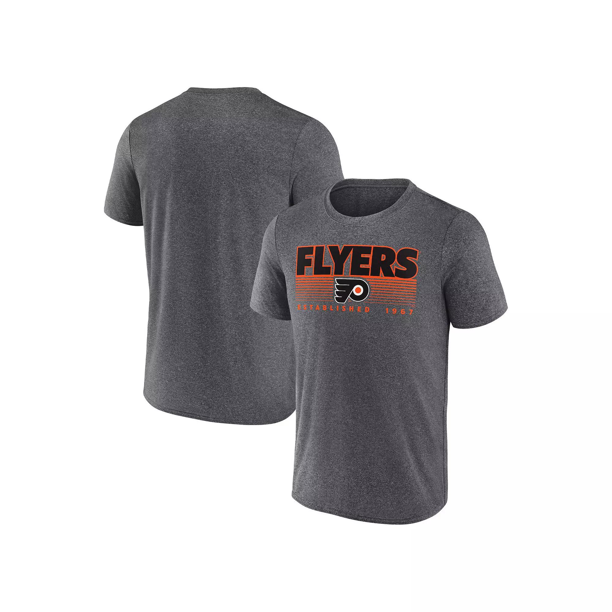 Men's Fanatics Branded Heathered Charcoal Philadelphia Flyers Prodigy Performance T-Shirt,  Product Image