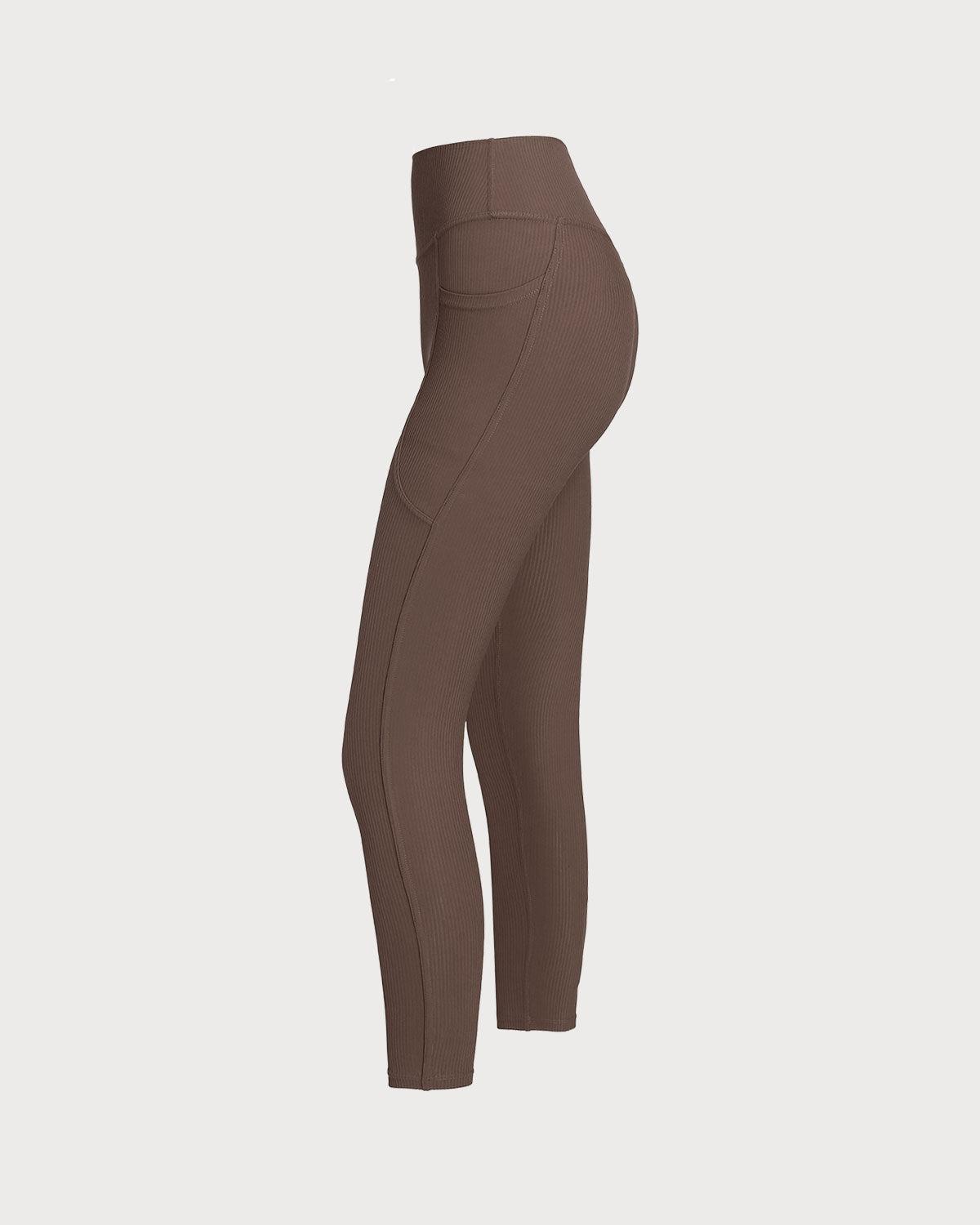 Brown Quick-drying High Waisted Yoga Leggings Product Image