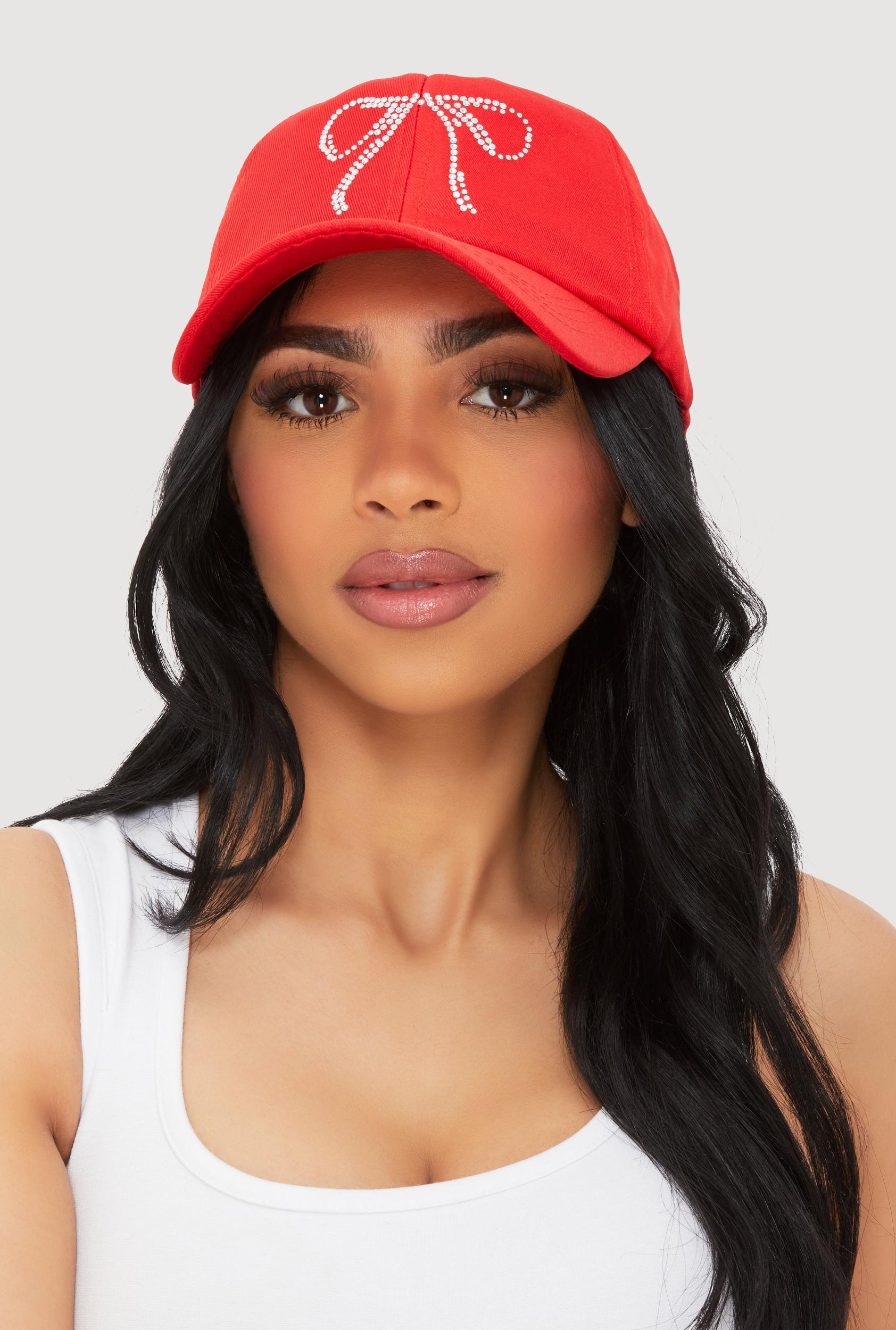 Womens Rhinestone Bow Baseball Cap Product Image
