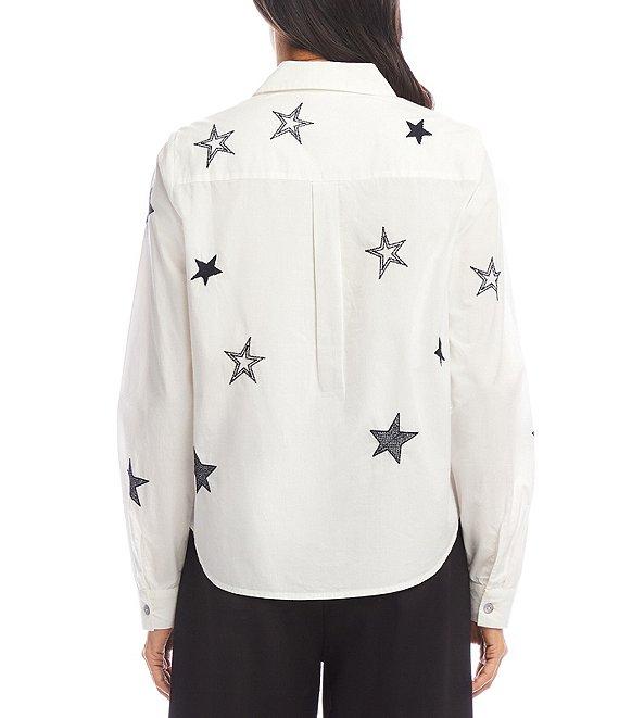 Karen Kane Long Sleeve Embroidered Star Button Front Shirt Product Image