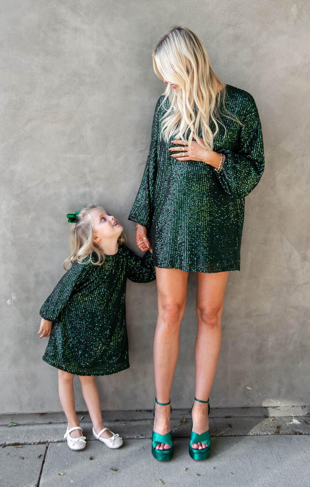 Sure Thing Mini Dress ~ Emerald Sequins Product Image
