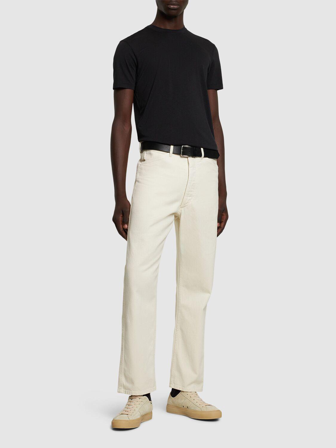 TOM FORD Black Basic Crewneck T-shirt With Tonal Stitching In Cotton Blend Man Product Image