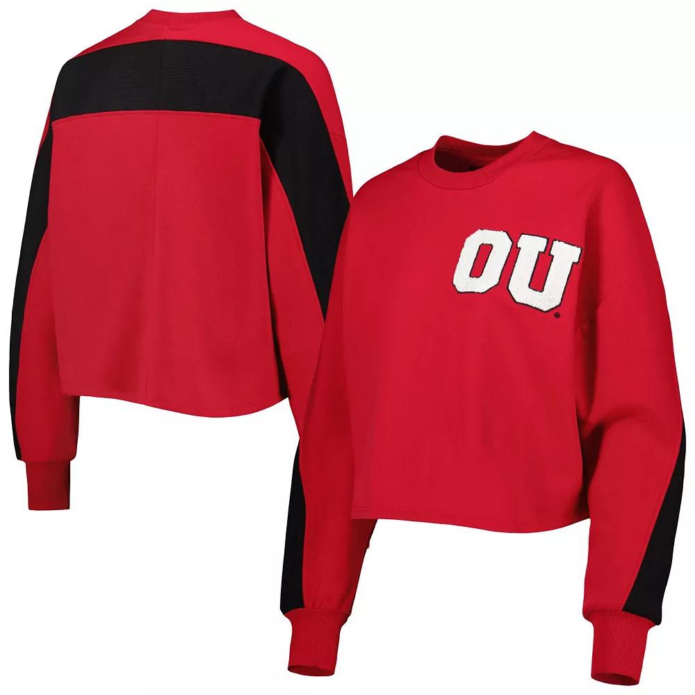Women's Gameday Couture Crimson Oklahoma Sooners Back To Reality Colorblock Pullover Sweatshirt,  Product Image