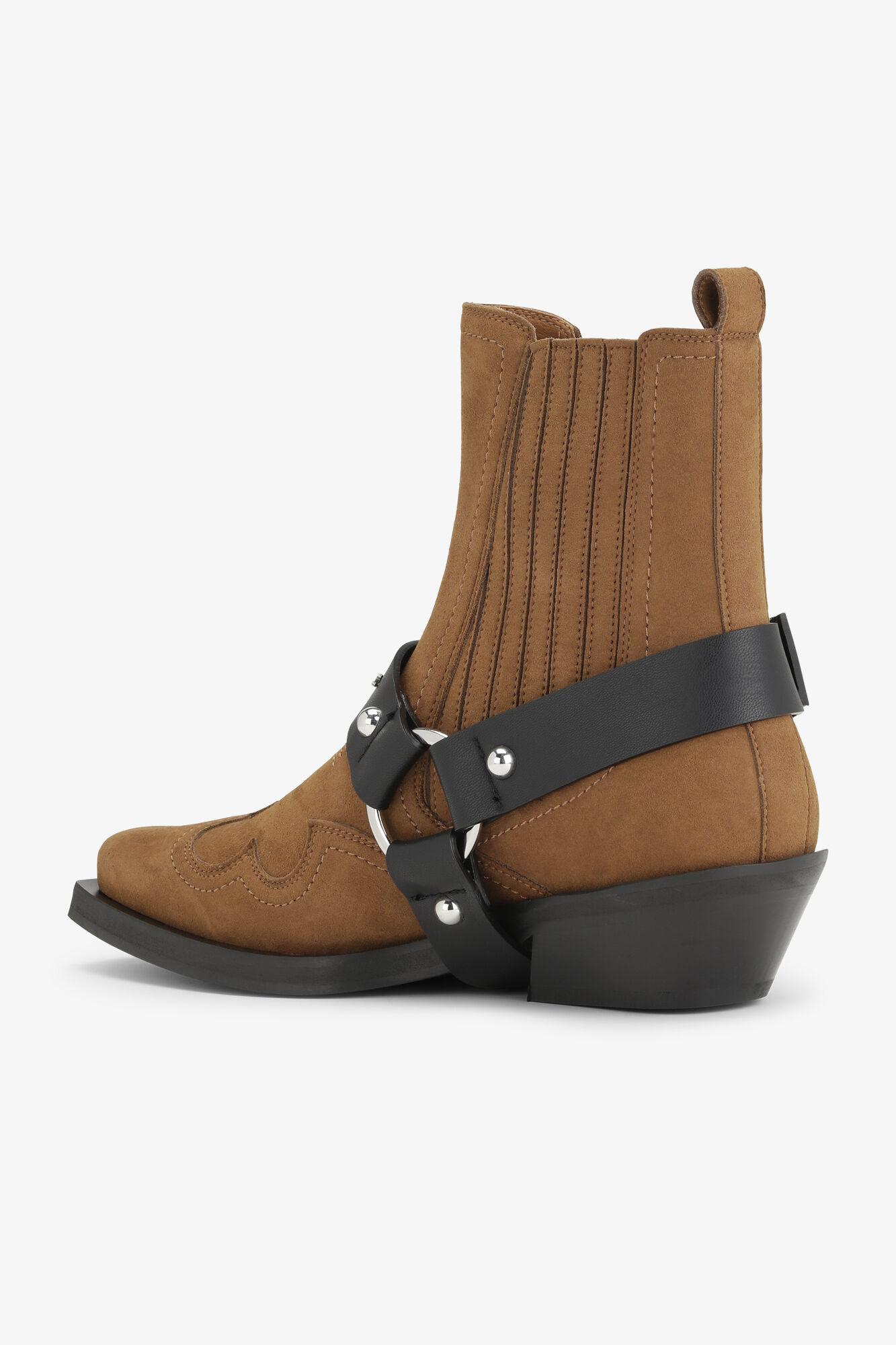 Brown Suede Low Cut Western Chelsea Boots Product Image