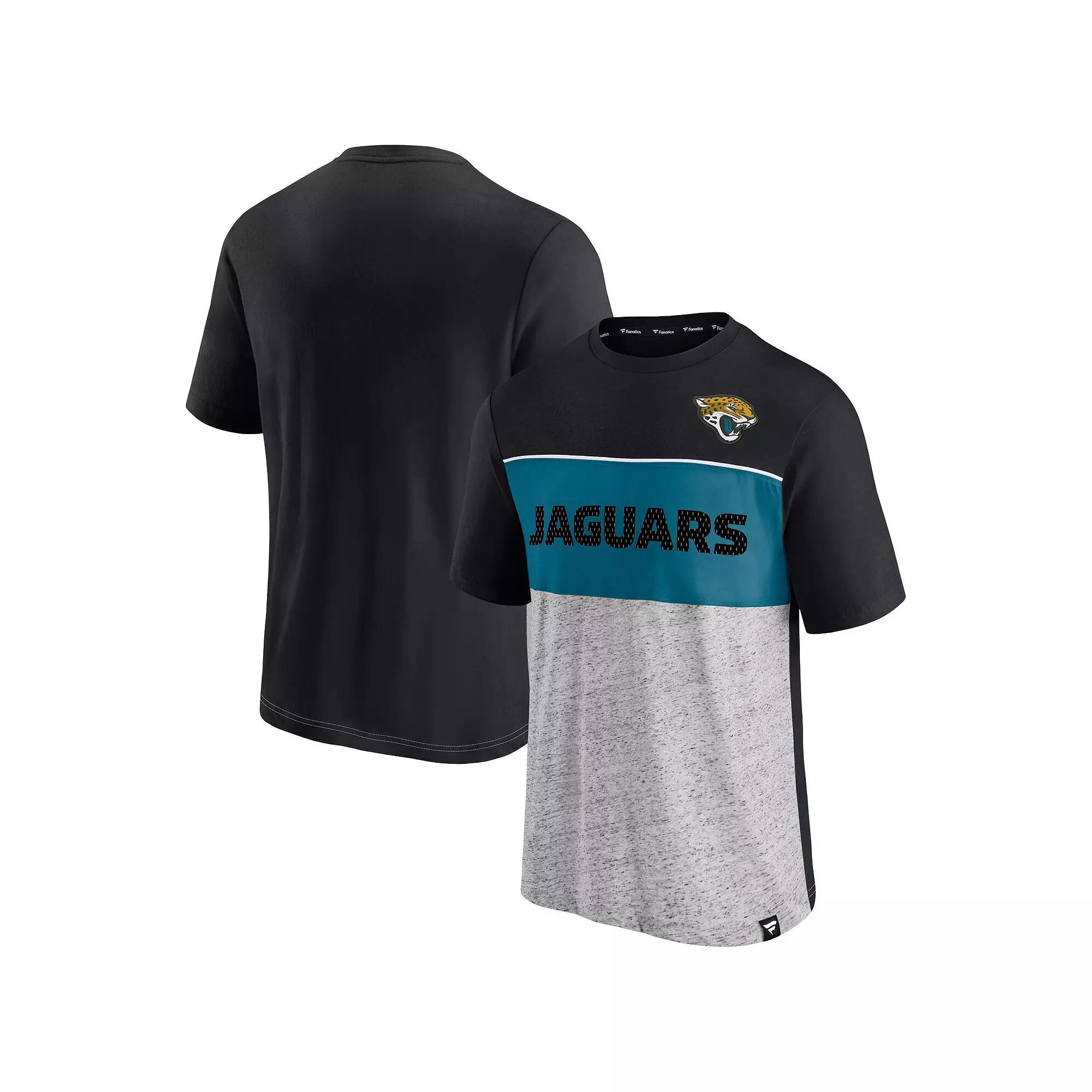 Men's Fanatics Branded Black/Heathered Gray Jacksonville Jaguars Colorblock T-Shirt,  Product Image