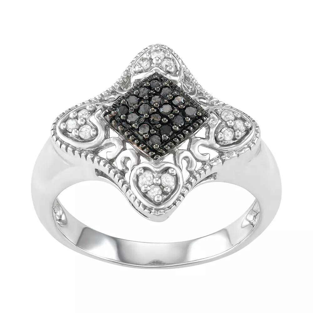 Sterling Silver 1/5 Carat T.W. Black & White Diamond Ring, Women's, Size: 8, Silver Tone Product Image