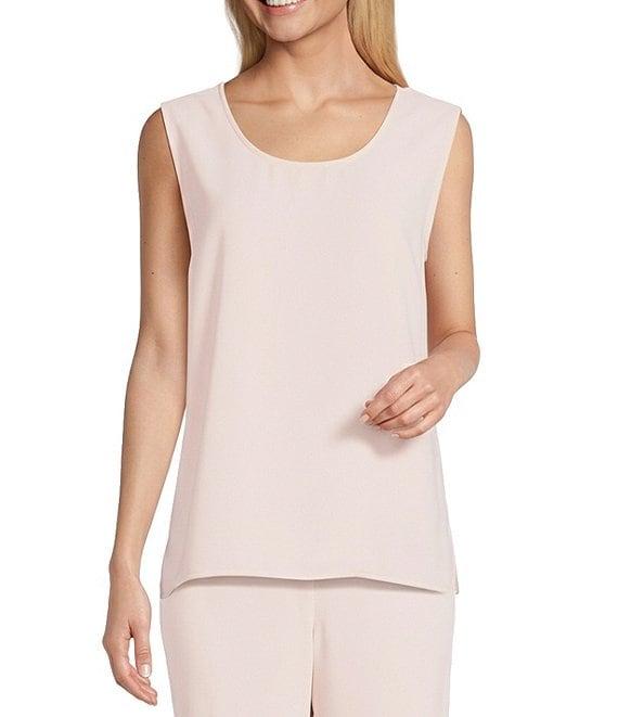 Caroline Rose Matte Crepe Scoop Neck Sleeveless Tank Top Product Image