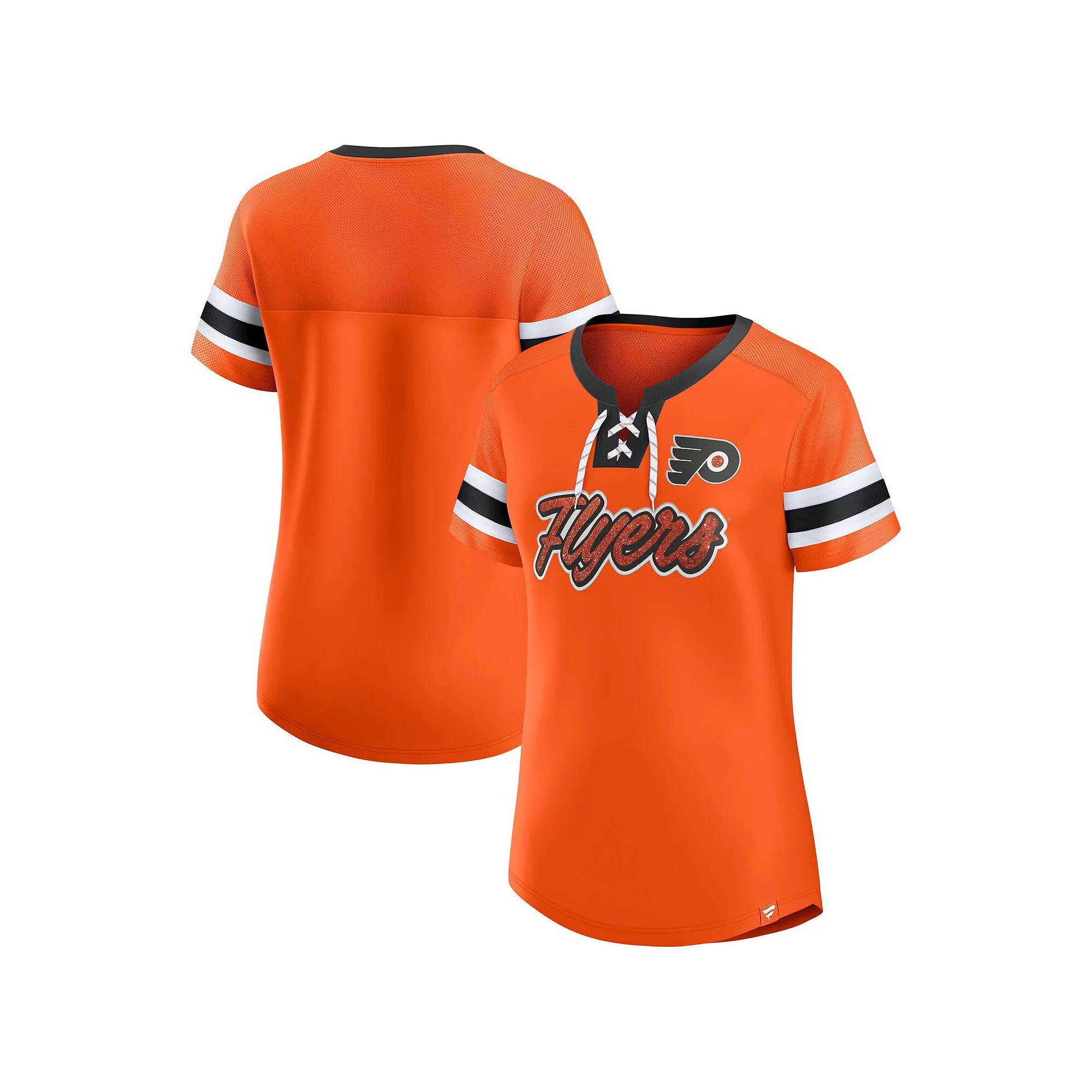 Women's Fanatics Orange Philadelphia Flyers Iconic Athena Lace-Up T-Shirt,  Product Image