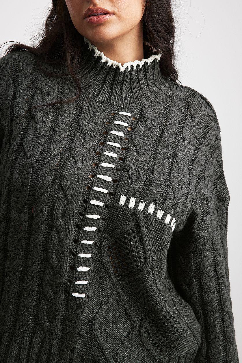 Cable Knit Stitch Detail Sweater Product Image