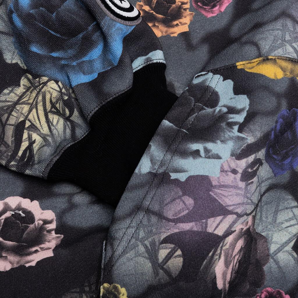 Floral Camo Shark Relaxed Fit Full Zip Hoodie - Black Male Product Image