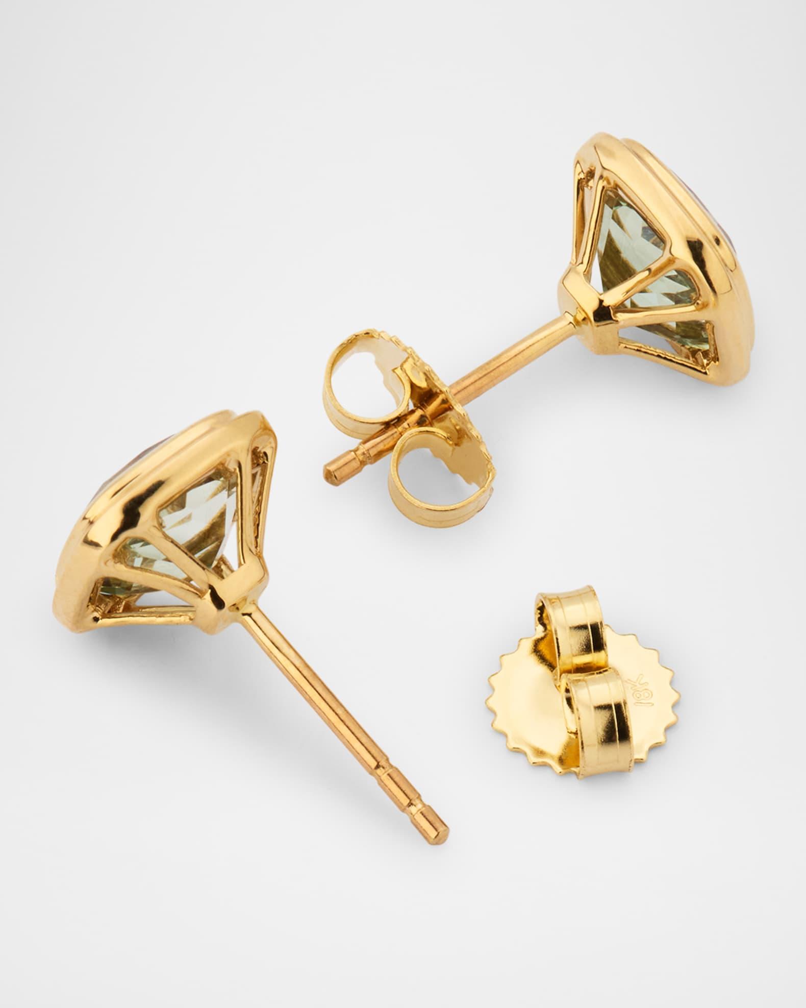 Manhattan 18K Yellow Gold Prasiolite Cushion Stud Earrings Product Image
